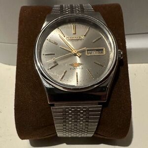 Vintage Citizen Automatic Watch with Silver Dial and Bead of Rice Bracelet